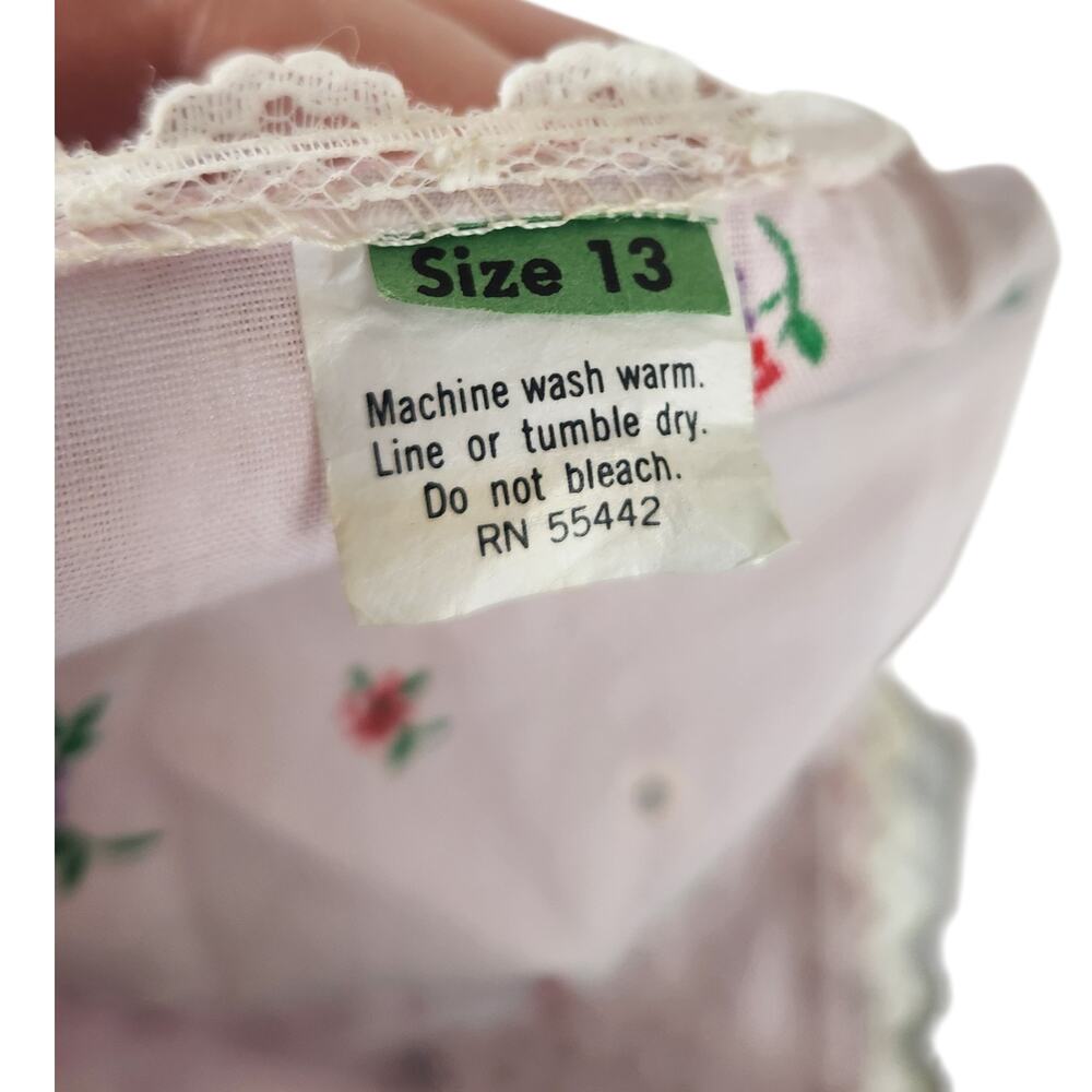 70s Vtg Sleeveless Floral Lace Detail Cotton Coquette Midi Dress LARGE Lavender - Picture 10 of 10